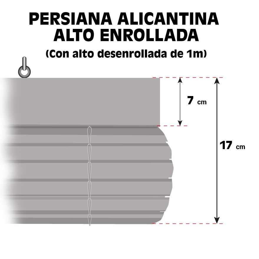 altura de la alicantina enrollada